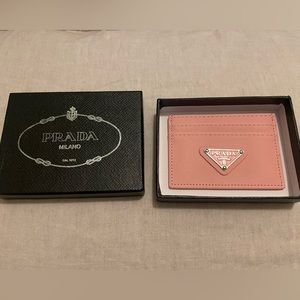 Prada Pink Saffiano Leather Card Holder
